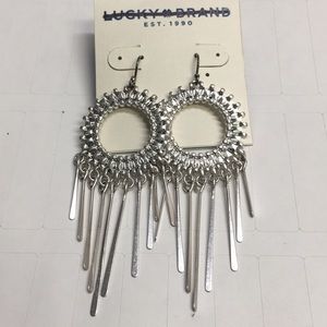 Lucky Brand circle dangle silver earrings new